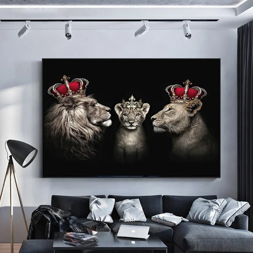 Affiche Africaine Lion Couronne Roi Reine