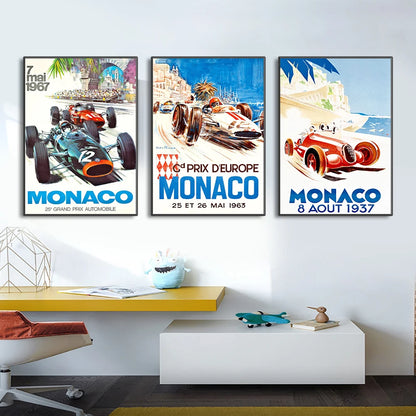 Affiche Vintage Voiture Monaco Prix F1