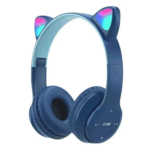 Canvanation Bleu Foncé Casque Sans Fil Oreilles de Chat LED