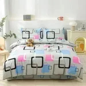 Canvanation 13 / 1.8X2.2M quilt cover Couette en Polyester & Coton – Style Pastoral, Impression Réactive Motifs Plantes et Rayures
