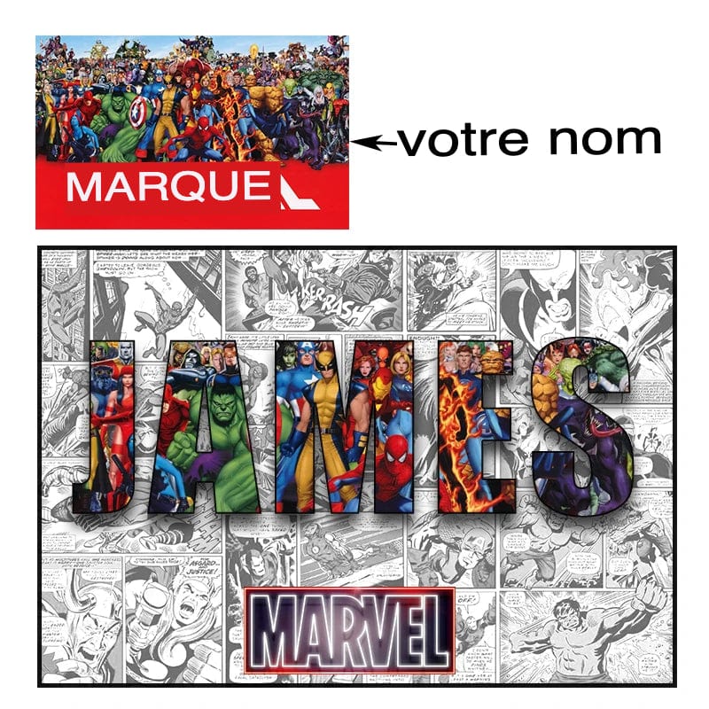 Canvanation Affiche Héros des films Marvel Prénom Personnalisé