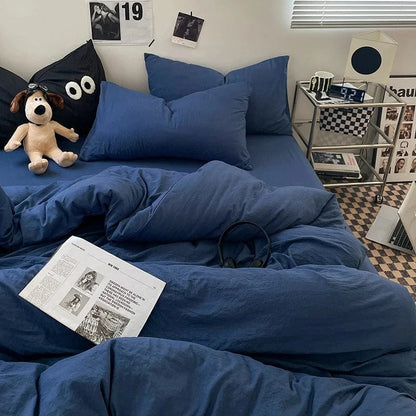 Canvanation Bleu Foncé / 180x220cm Full Housse de Couette Unie – 100% Polyester Coton Toucher Doux, 300TC, Qualité Grade A