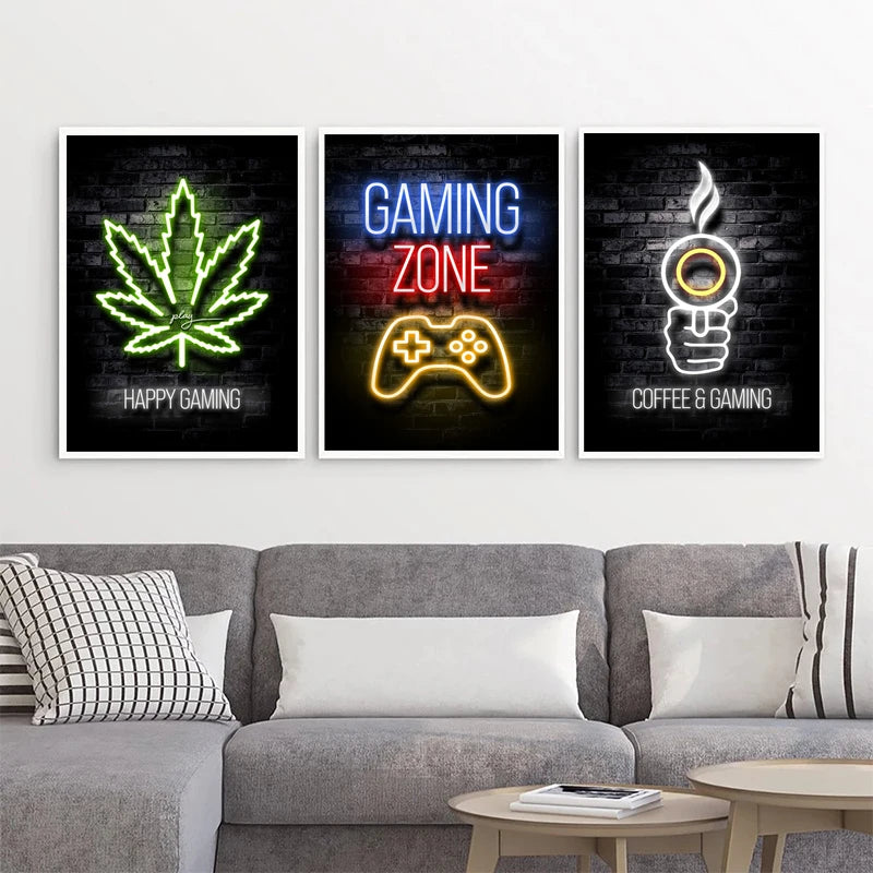 Affiche Neon Gaming Chambre