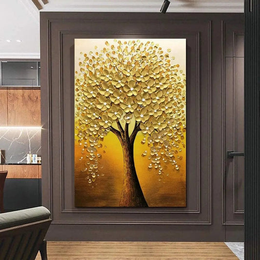 Canvanation Arbre De Vie Feuille D'Or