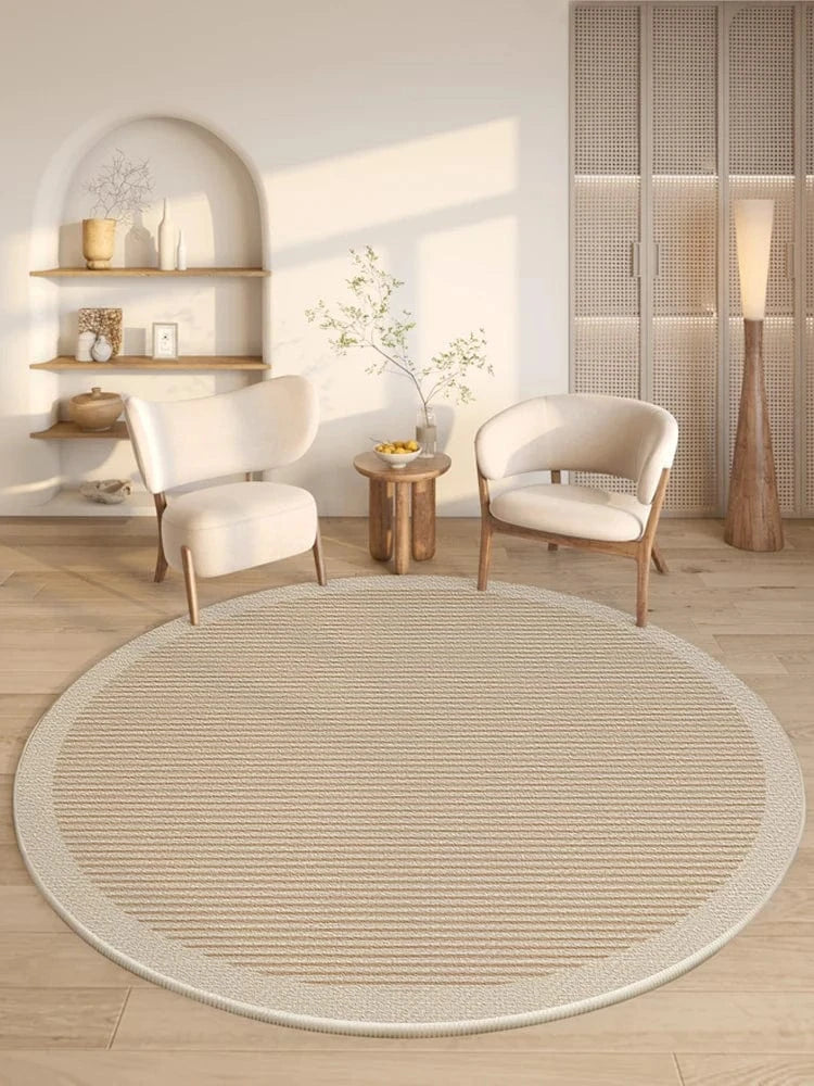 Canvanation I / 140x140CM Tapis Rond Moderne à Rayures – Super Doux Et Résistant Au Temps