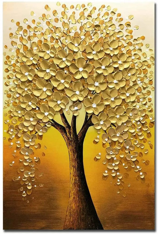 Canvanation 60x80cm Arbre De Vie Feuille D'Or