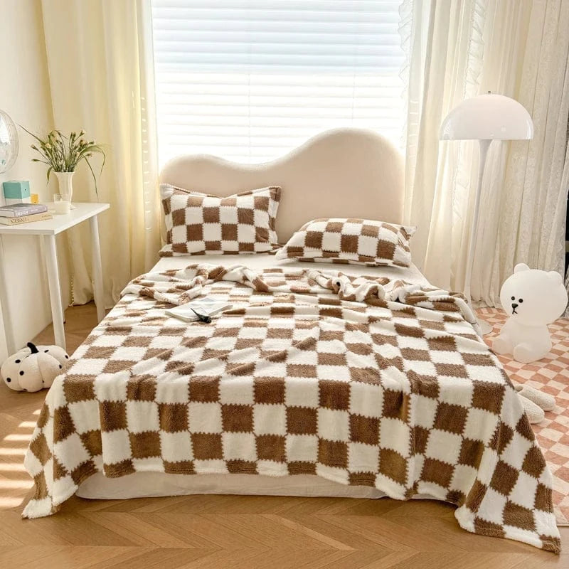 Canvanation Marron / 100x150cm Plaid Chauffant – Motifs Cartoon Rétro, Ultra-Doux et Confort Hiver
