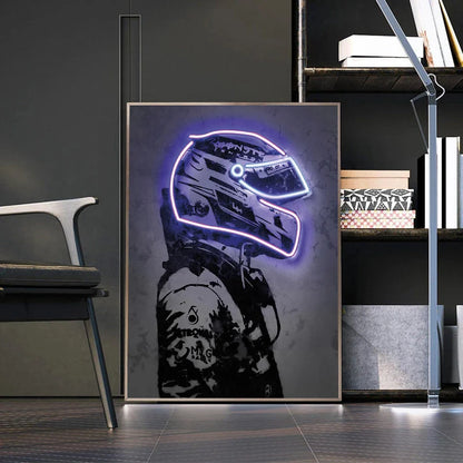 Affiche Casque De Moto Neon