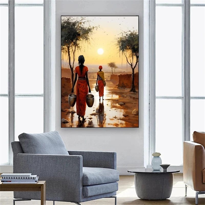 Affiche Africain Femme Avec Le Soleil