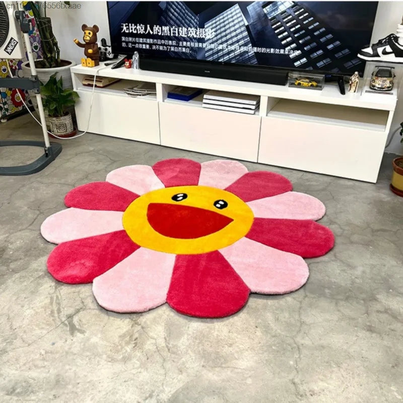 Tapis De Chambre - En Forme De Fleur Rose