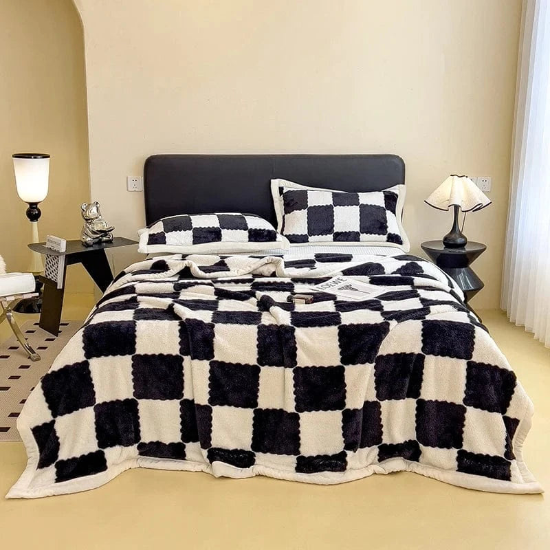 Canvanation Noir / 1pc 200x230cm / CHINA Plaid en Flanelle Moderne – Doux