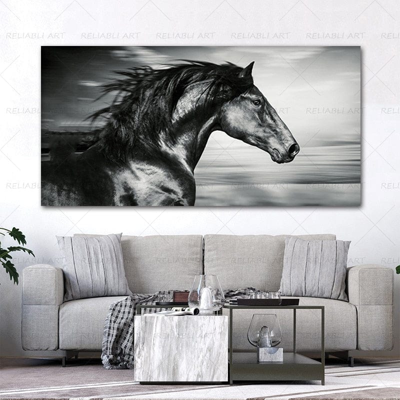 Canvanation 40X80 CM Affiche Chevaux A La Crinière Flottante