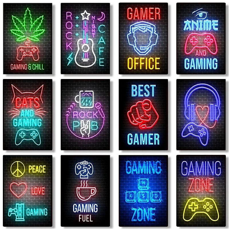 Affiche Neon Jeux Citation Musique Rock