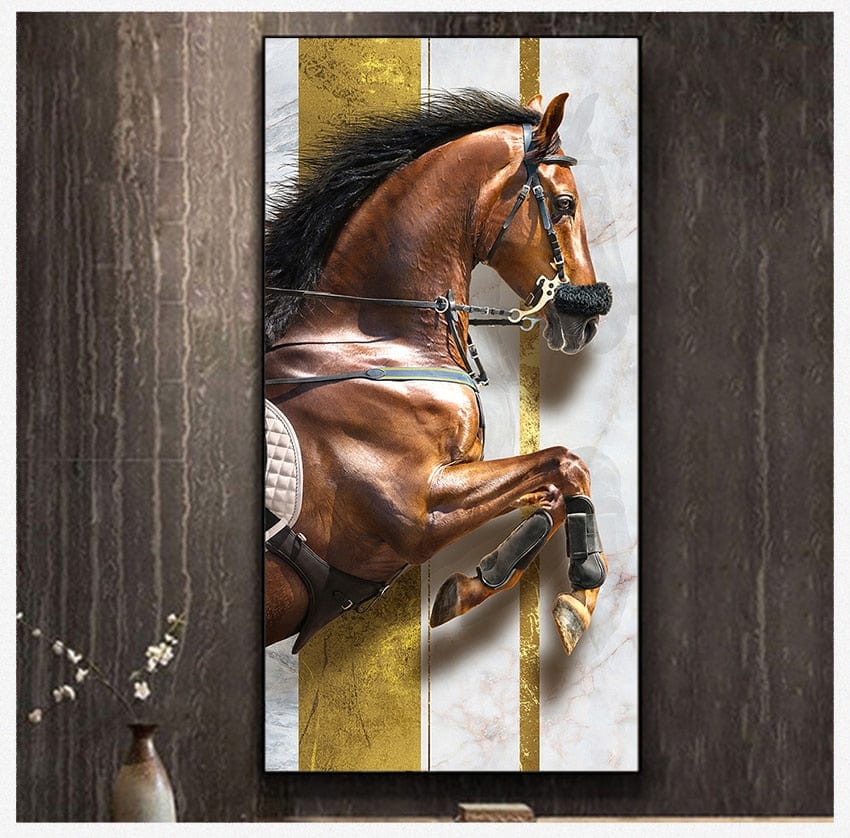 Tableau Cheval Peint Luxe Marron - Canvanation