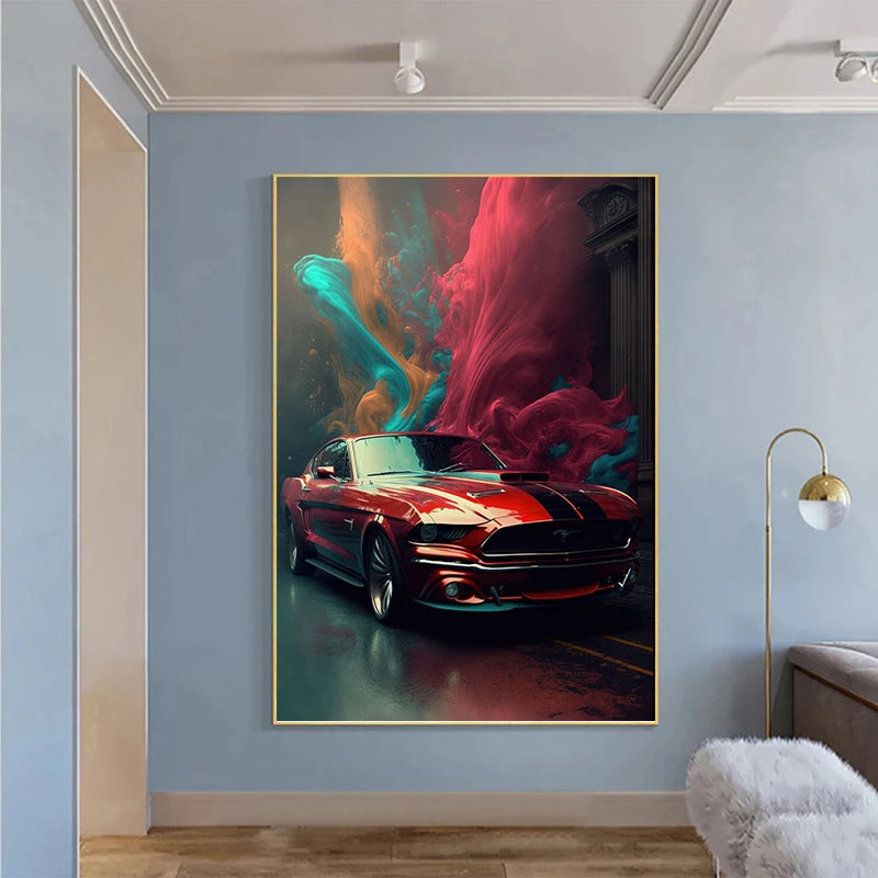 Affiche Voiture Luxe Coloré Mustang