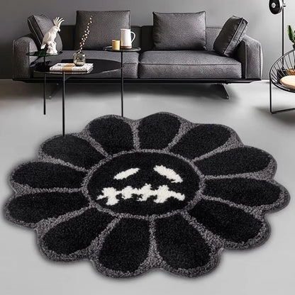 Tapis De Chambre - Aesthetic Sunflower Noir Et Marron