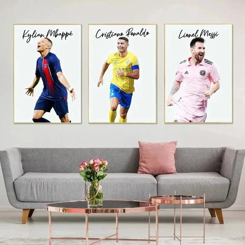 Affiche Joueur De Foot - Ronaldo - Messi - Mbappe