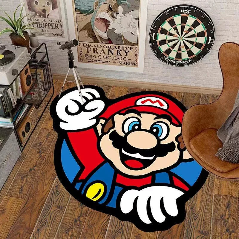 Tapis De Chambre Rond - En Forme De Mario