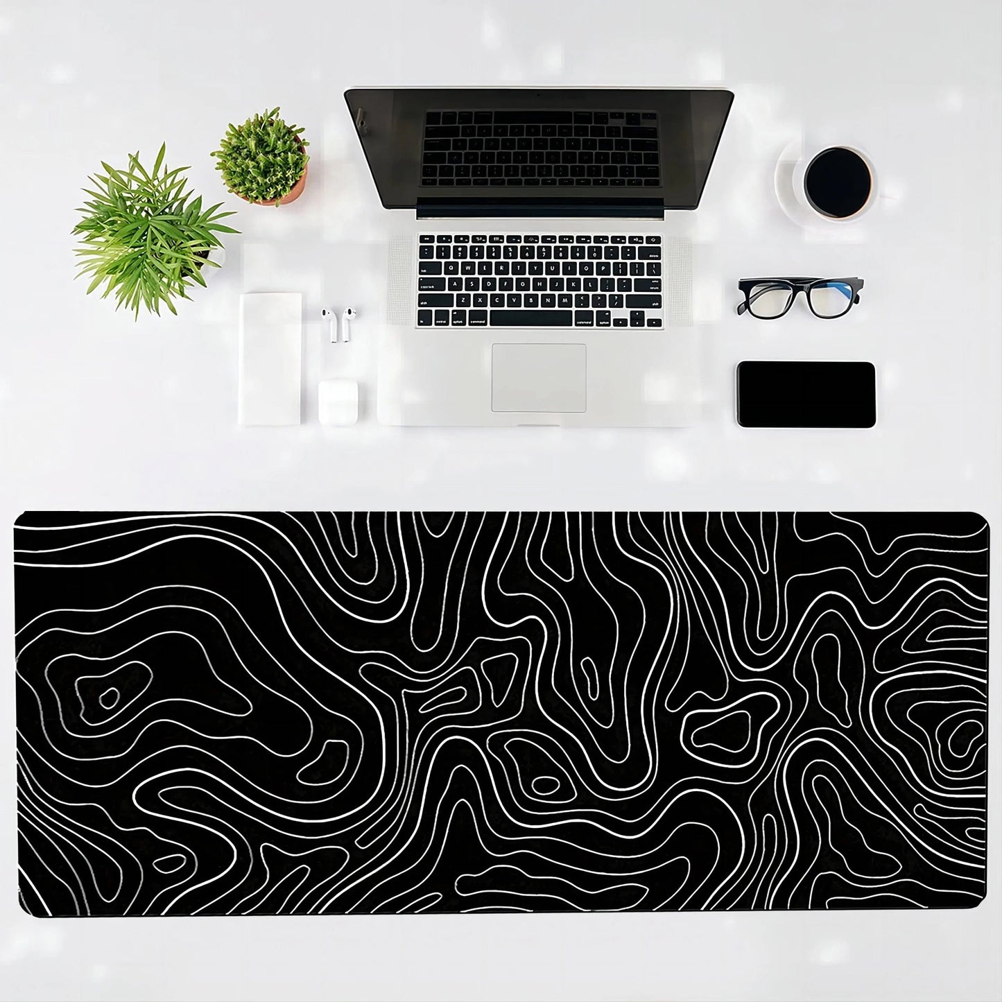 Canvanation 80X30 Cm Tapis De Souris - Noir Et Blanc Effet Hypnose