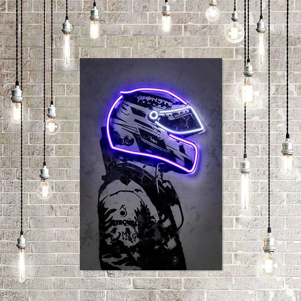 Affiche Casque De Moto Neon