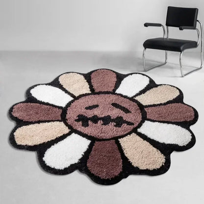 Tapis De Chambre - Aesthetic Sunflower Noir Et Marron