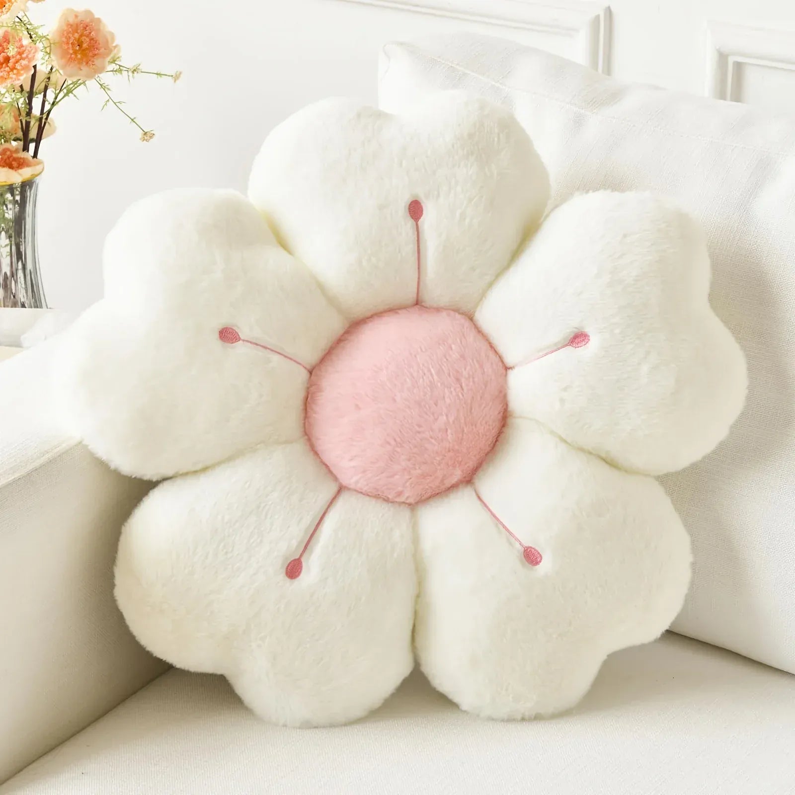 Canvanation Blanc / 32cm Coussin En Forme De Fleur