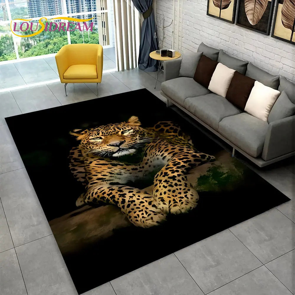 Tapis De Chambre - 3D Tigre Leopard Cheetah