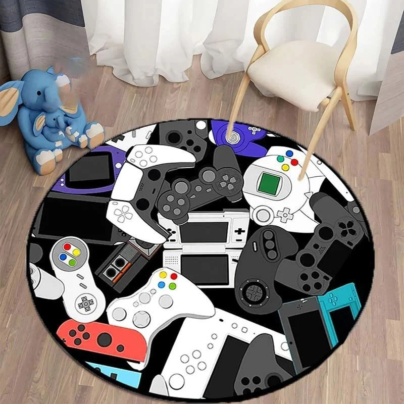 Tapis De Chambre Rond Gamer Manette