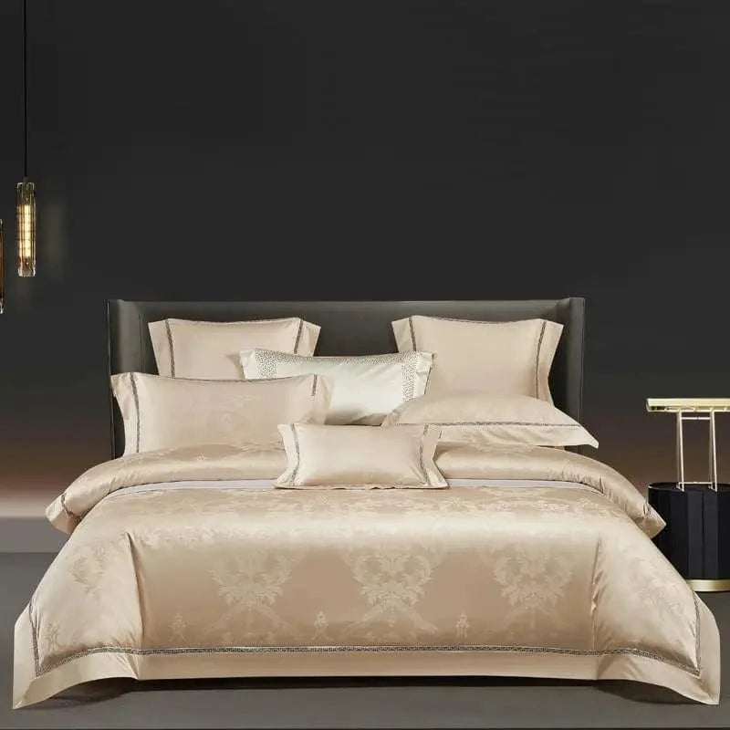 Canvanation 4 / Famille 150 x 210 cm 8Pcs / Ensemble de literie IVANA - Drap Housse + Housse De Couette + Oreiller en coton égyptien de luxe Bleu Gris