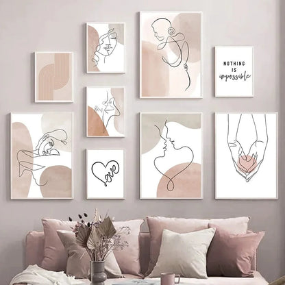 Canvanation Affiche Abstrait Couple Dessin