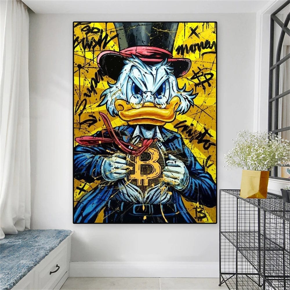 Affiche Street Art Bitcoin Crypto Picsou Donald