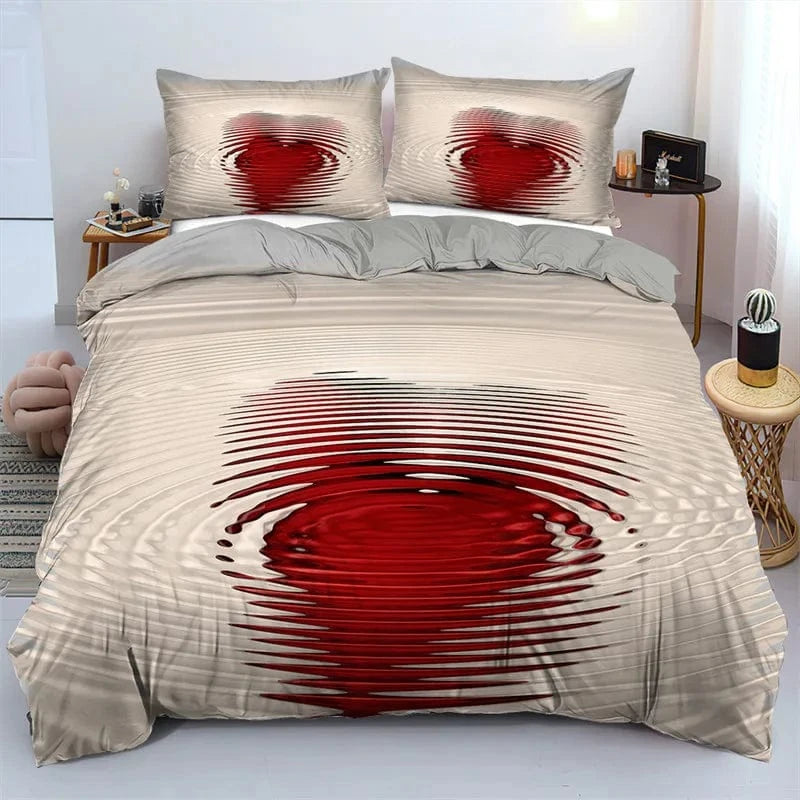 Canvanation Housse De Couette + Taies D'Oreillers - 3D Coeur