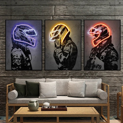 Affiche Casque De Moto Neon