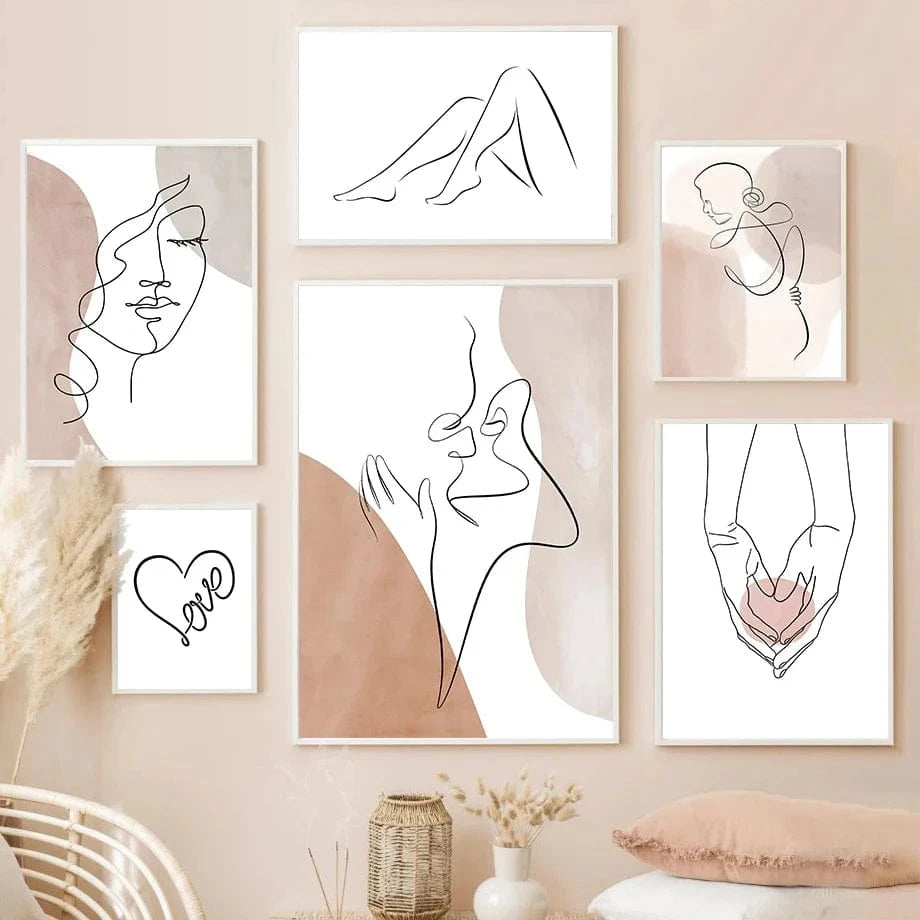 Canvanation Affiche Abstrait Couple Dessin