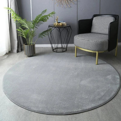 Canvanation Gris Clair / Diam 60cm(23.6inch) Tapis De Salon Rond - En Velours Corail