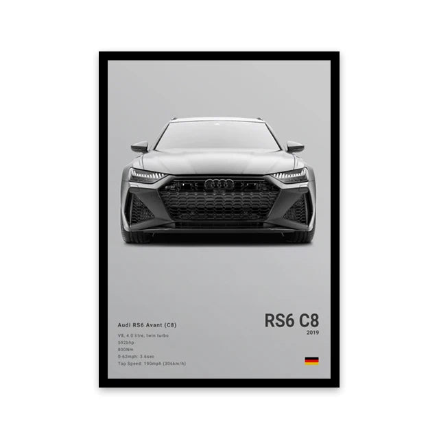 Affiche Voiture Sportif  R8 RS3 M3 M5