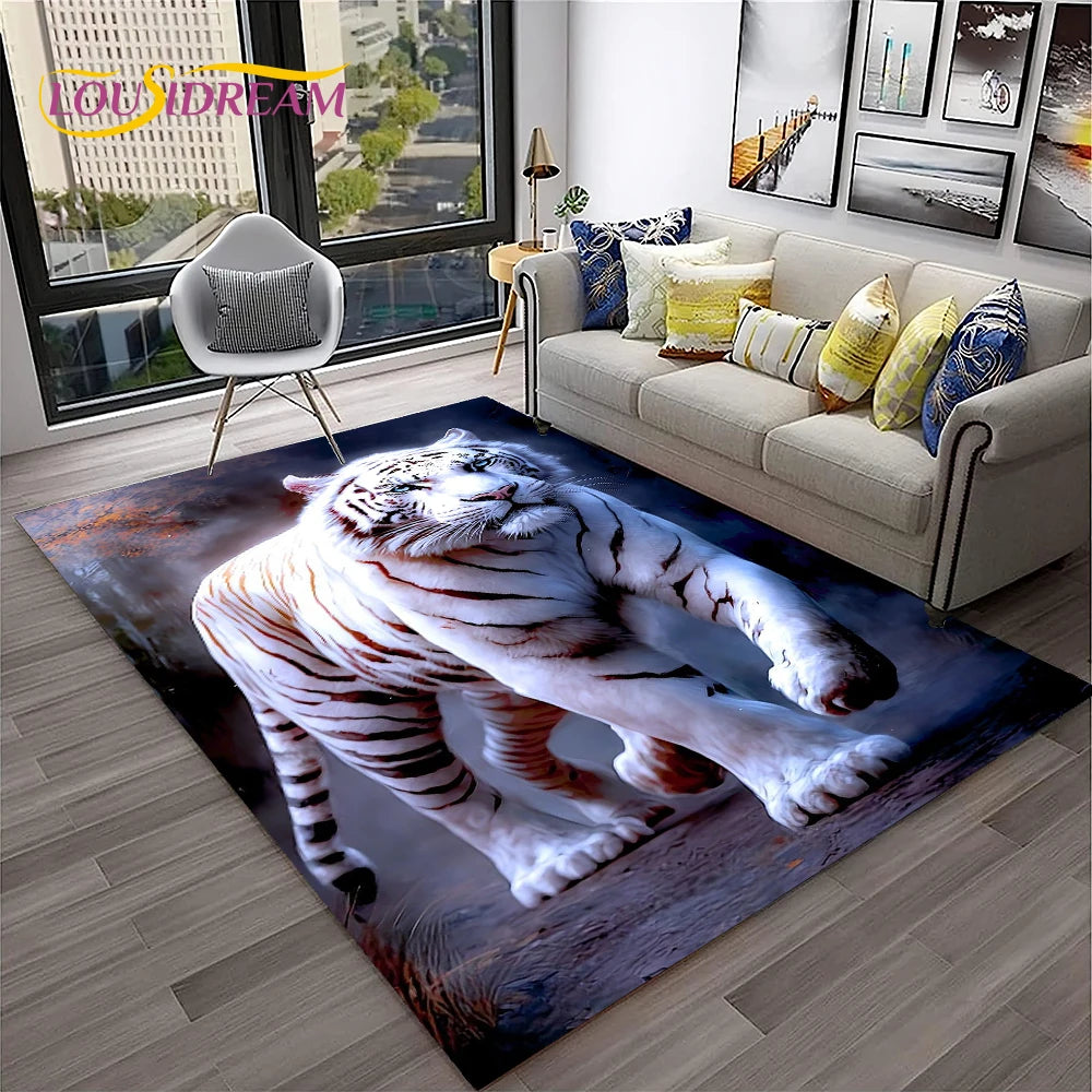 Tapis De Chambre - 3D Tigre Blanc