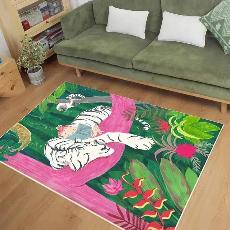 Tapis De Chambre - Animaux De La Jungle Abstrait