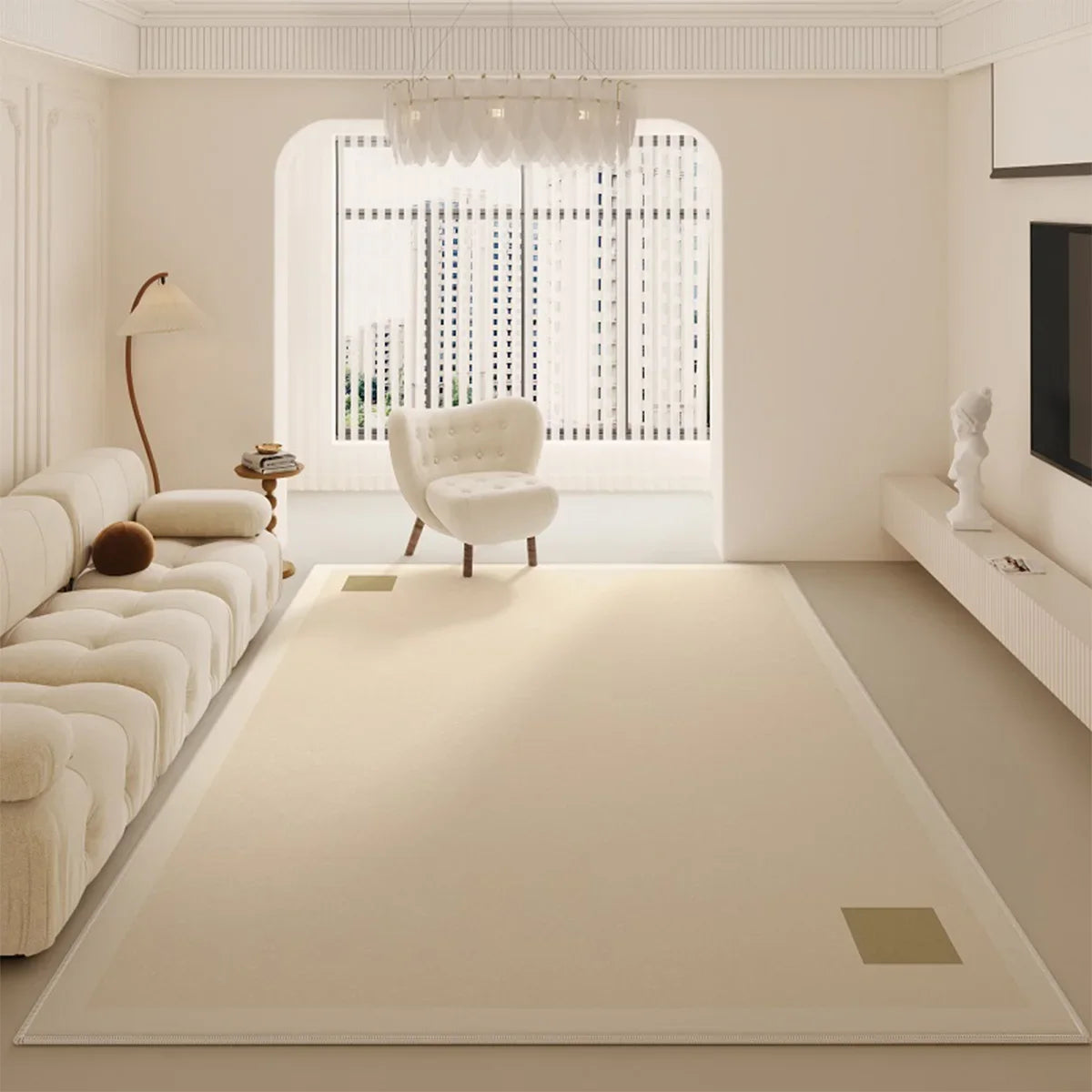 Grand Tapis Rond Beige Salon