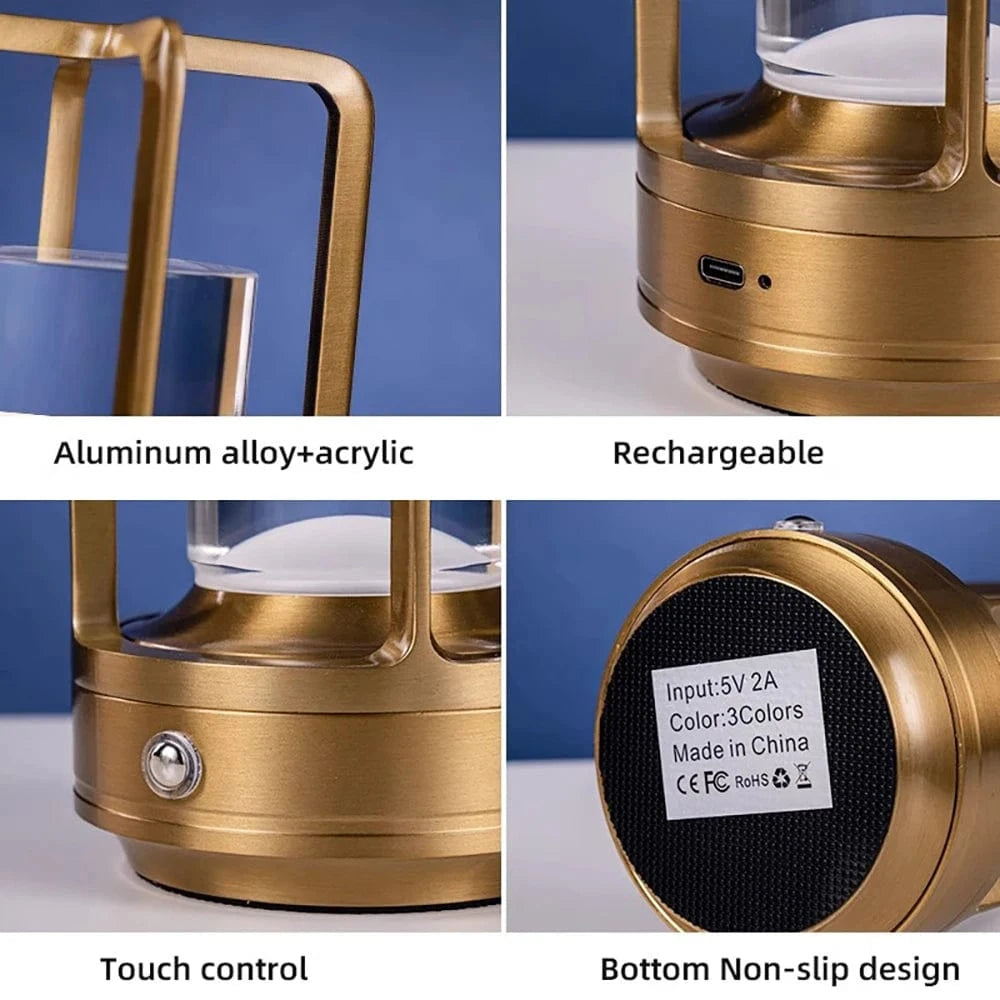 Canvanation Lampe de Chevet LED Cristal Moderne – Tactile, Rechargeable
