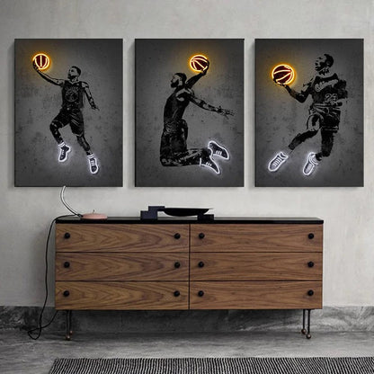 Poster Neon Basketball Sport