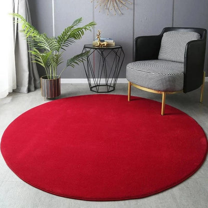 Canvanation Rouge / Diam 60cm(23.6inch) Tapis De Salon Rond - En Velours Corail