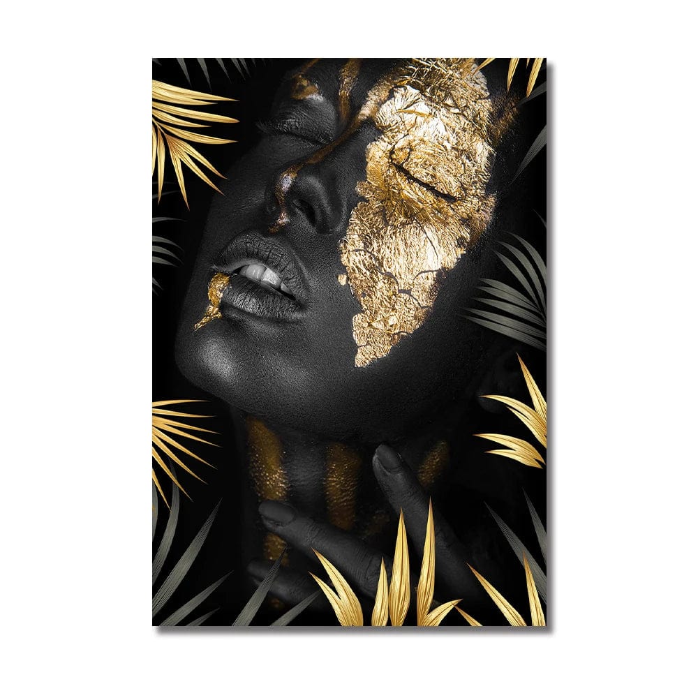 Canvanation PC 70262 / 30x45cm Affiche Visage Femme africaine Or Fleurs