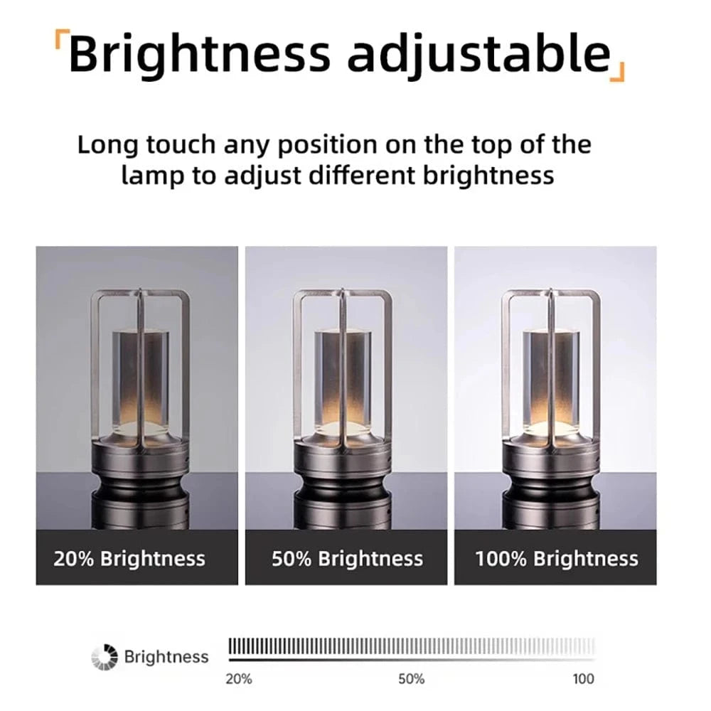 Canvanation Lampe de Chevet LED Cristal Moderne – Tactile, Rechargeable
