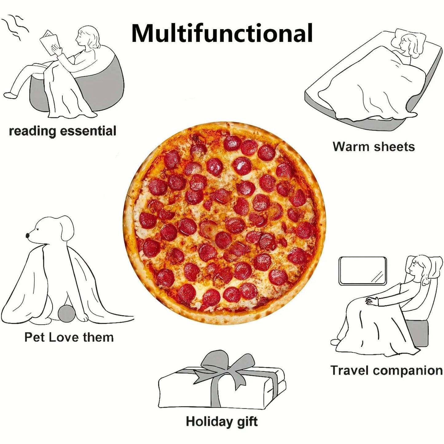 Canvanation Couverture Polaire Burritos Tortilla Donut Pizza Nourriture