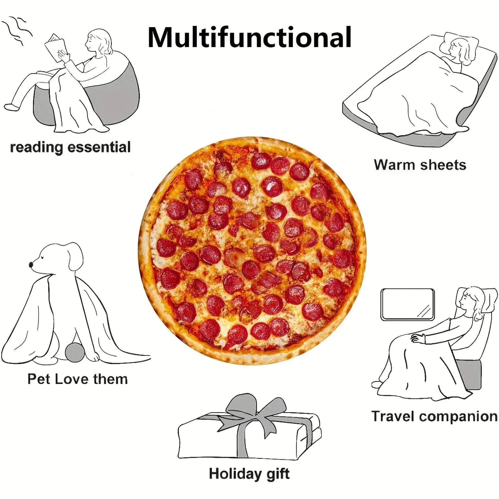 Canvanation Couverture Polaire Burritos Tortilla Donut Pizza Nourriture