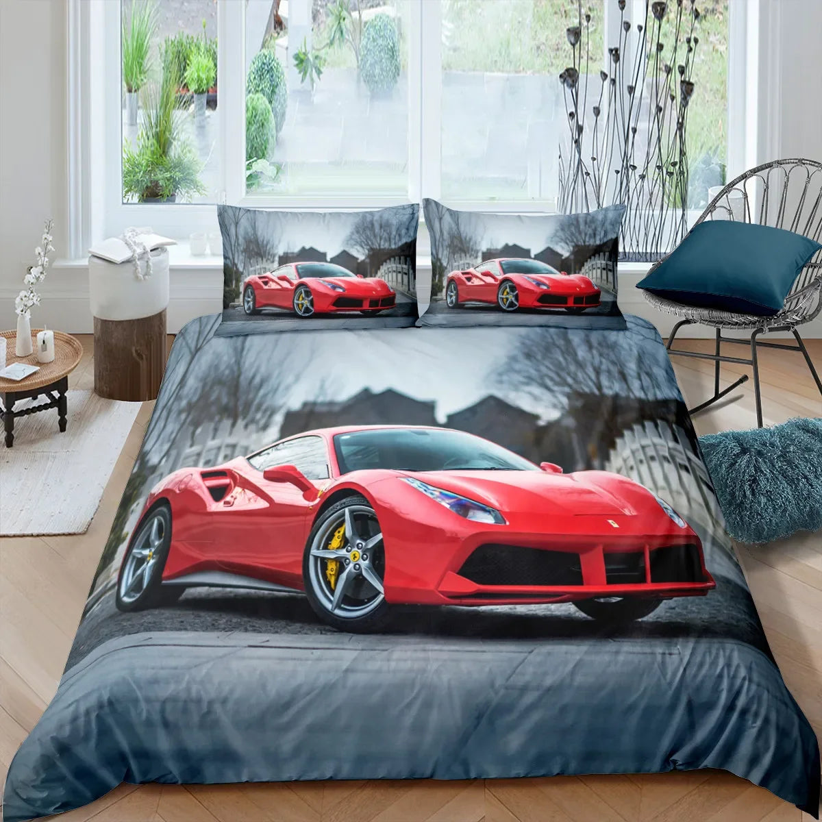 Housse De Couette - Voiture De Luxe Ferrari, Lamborghini, Mclaren, Bugatti Set 2/3pcs 3D