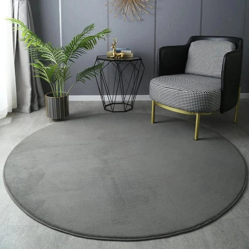 Canvanation Gris Foncé / Diam 60cm(23.6inch) Tapis De Salon Rond - En Velours Corail
