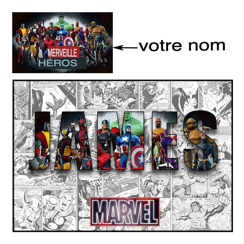 Canvanation Affiche Héros des films Marvel Prénom Personnalisé