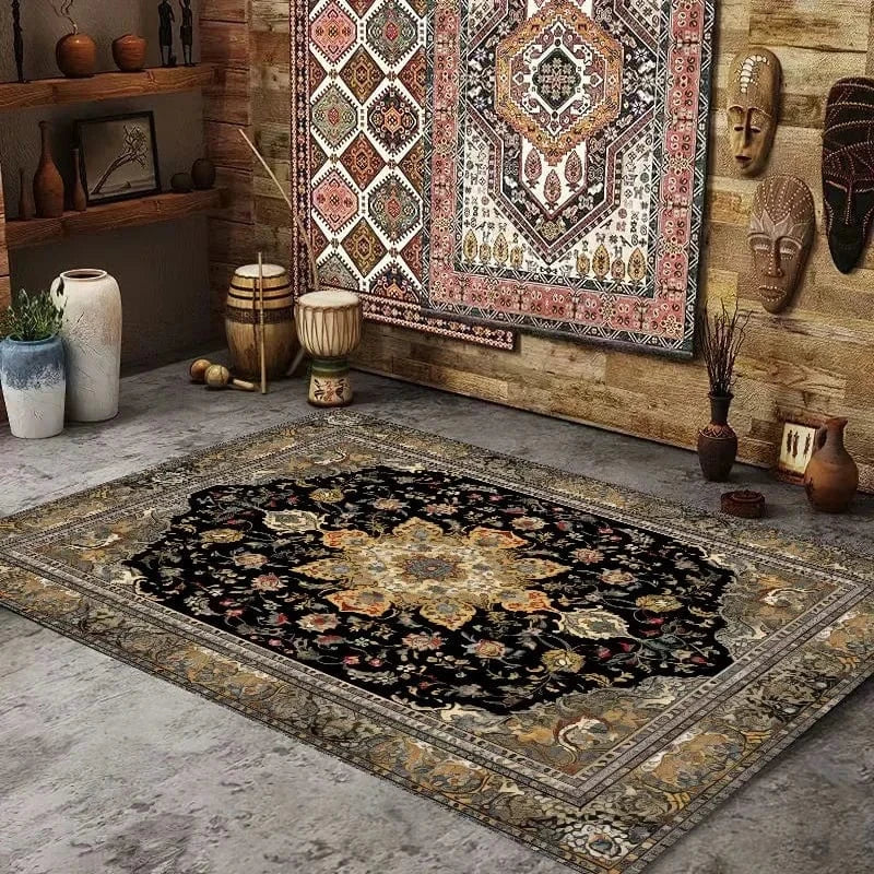 Canvanation Flannel3 / 200x400cm 78.7x157in Tapis de Salon Perse – Style Boho Chic, Lavable en Machine